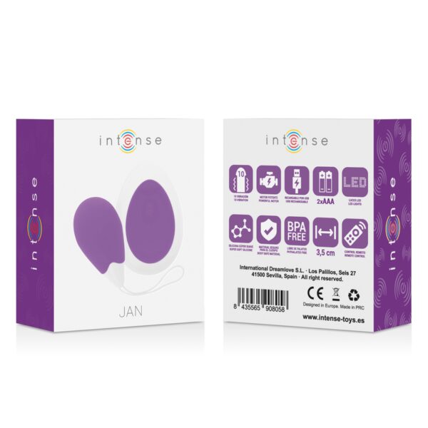 OEUF VIBRANT VIOLET ET TÉLÉCOMMANDÉ JAN - INTENSE Oeufs vibrants 30 € sur AnVy.fr, le loveshop engagé