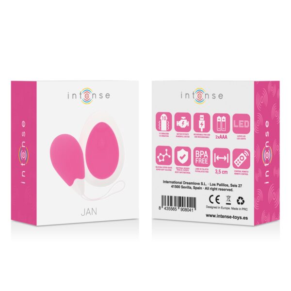 OEUF VIBRANT ROSE ET TÉLÉCOMMANDÉ JAN - INTENSE Oeufs vibrants 30 € sur AnVy.fr, le loveshop engagé