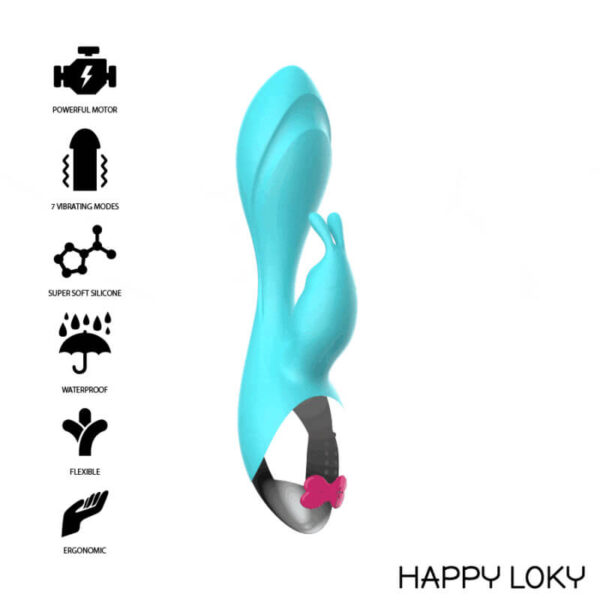 VIBRO RABBIT RECHARGEABLE BLEU MIKI - HAPPY LOKY Sextoys Rabbit 55 € sur AnVy.fr, le loveshop engagé