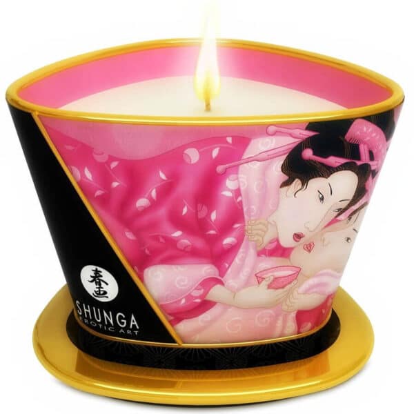 BOUGIE DE MASSAGE À LA ROSE 170ML - SHUNGA Massages érotiques 27 € sur AnVy.fr, le loveshop engagé