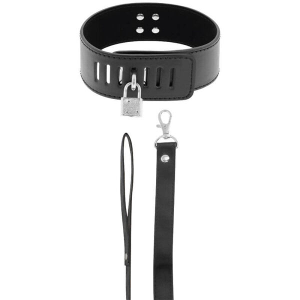 COLLIER BDSM NOIR AVEC LAISSE ET CADENAS Colliers 36 € sur AnVy.fr, le loveshop engagé