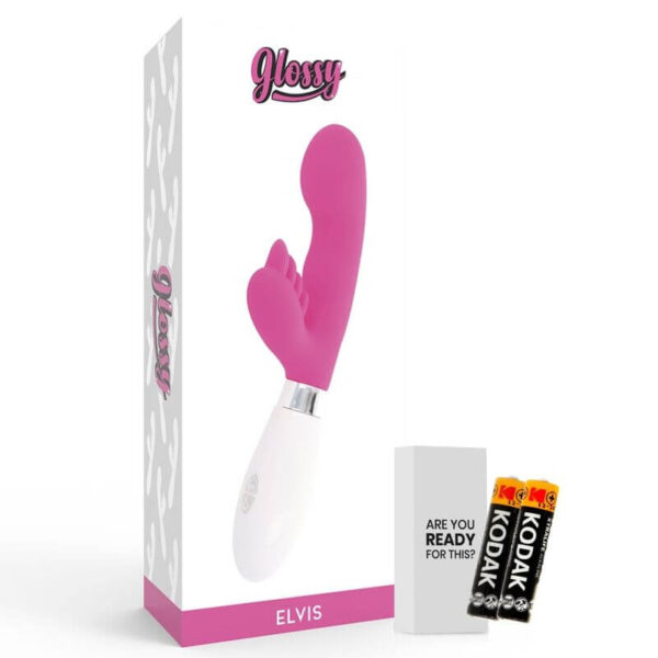 GODE VIBRO LAPIN ROSE ELVIS - GLOSSY Vibro rabbit à pile(s) 43 € sur AnVy.fr, le loveshop engagé