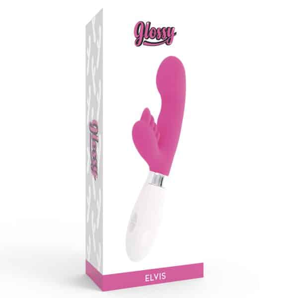 GODE VIBRO LAPIN ROSE ELVIS - GLOSSY Vibro rabbit à pile(s) 43 € sur AnVy.fr, le loveshop engagé