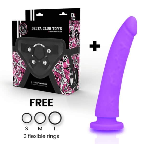 HARNAIS + GODE EN SILICONE VIOLET 20 X 4CM Godes ceintures 73 € sur AnVy.fr, le loveshop engagé