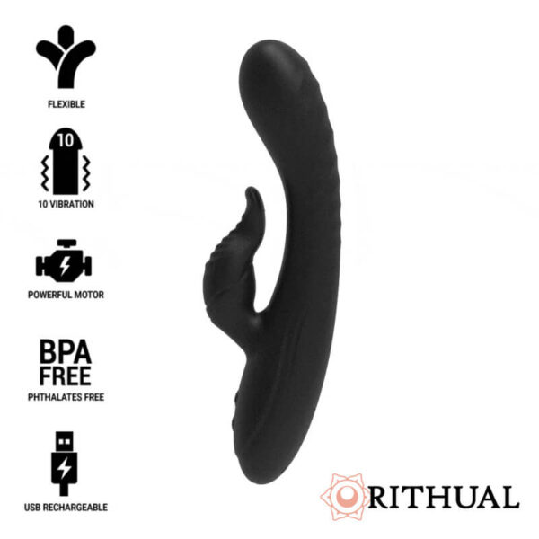 TOY RABBIT RECHARGEABLE ET PERFORMANT NOIR - RITHUAL Sextoys Rabbit 49 € sur AnVy.fr, le loveshop engagé