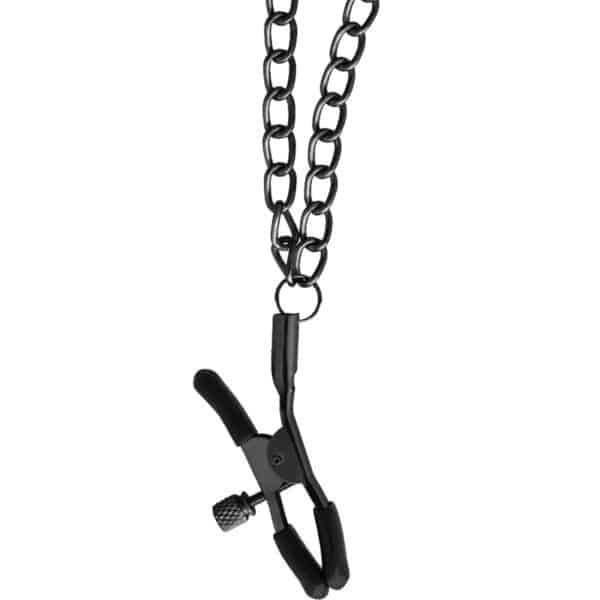 COLLIER BDSM ROUGE ET NOIR AVEC PINCES-TÉTONS BDSM 40 € sur AnVy.fr, le loveshop engagé