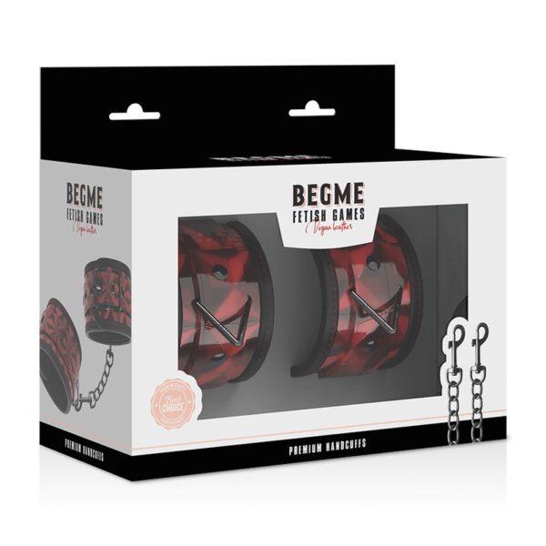 MENOTTES BDSM ROUGES ET NOIRES EN CUIR VEGAN Menottes 29 € sur AnVy.fr, le loveshop engagé