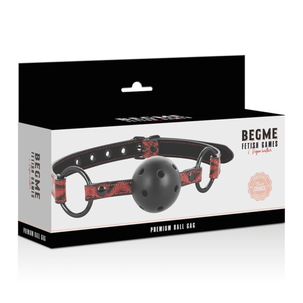 BÂILLON EN CUIR VEGAN ROUGE ET BOULE NOIRE - BEGME Baillons & Gag 26 € sur AnVy.fr, le loveshop engagé