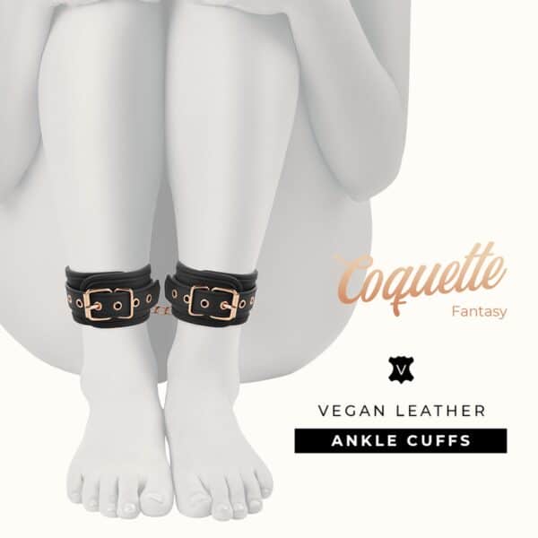 MENOTTES CHEVILLES BDSM NOIRES EN CUIR VEGAN Menottes 30 € sur AnVy.fr, le loveshop engagé