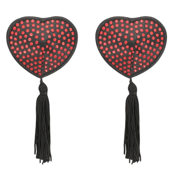 COUVRE TÉTONS COEURS ET POMPONS NOIRS ET ROUGES Cache-tétons 27 € sur AnVy.fr, le loveshop engagé