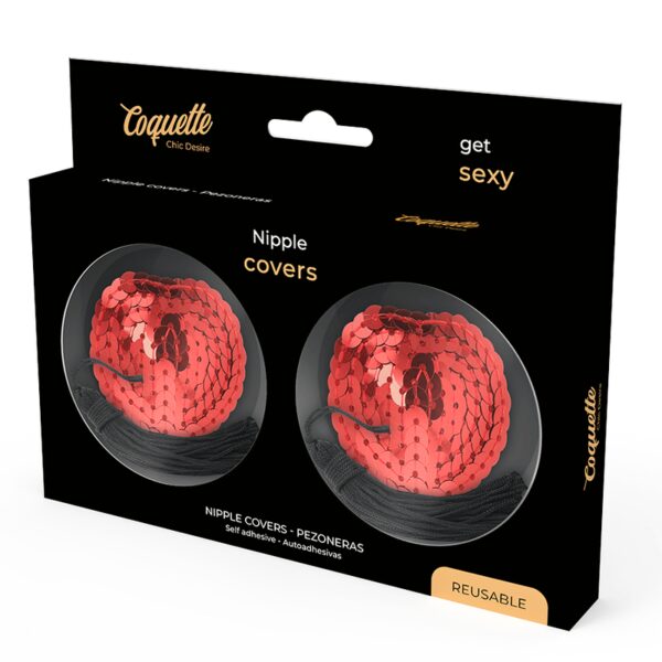 COUVRE TÉTONS ROUGE ET POMPONS NOIRS Cache-tétons 24 € sur AnVy.fr, le loveshop engagé