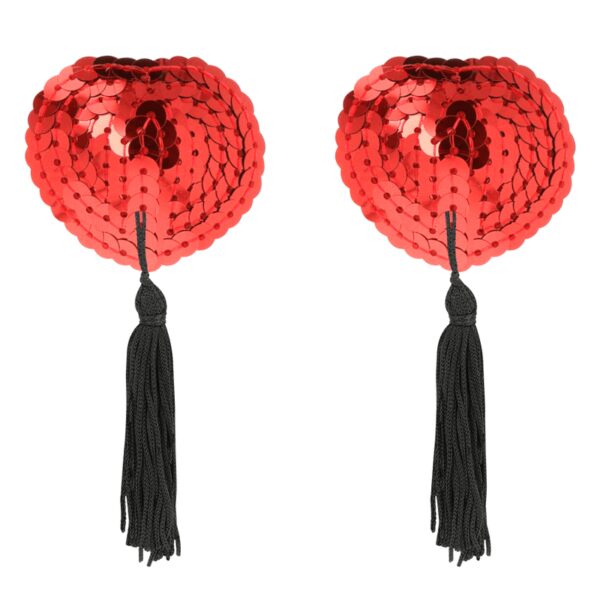 COUVRE TÉTONS ROUGE ET POMPONS NOIRS Cache-tétons 24 € sur AnVy.fr, le loveshop engagé