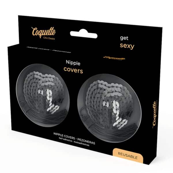 COUVRE TETONS AVEC POMPONS NOIRS - COQUETTE Cache-tétons 24 € sur AnVy.fr, le loveshop engagé